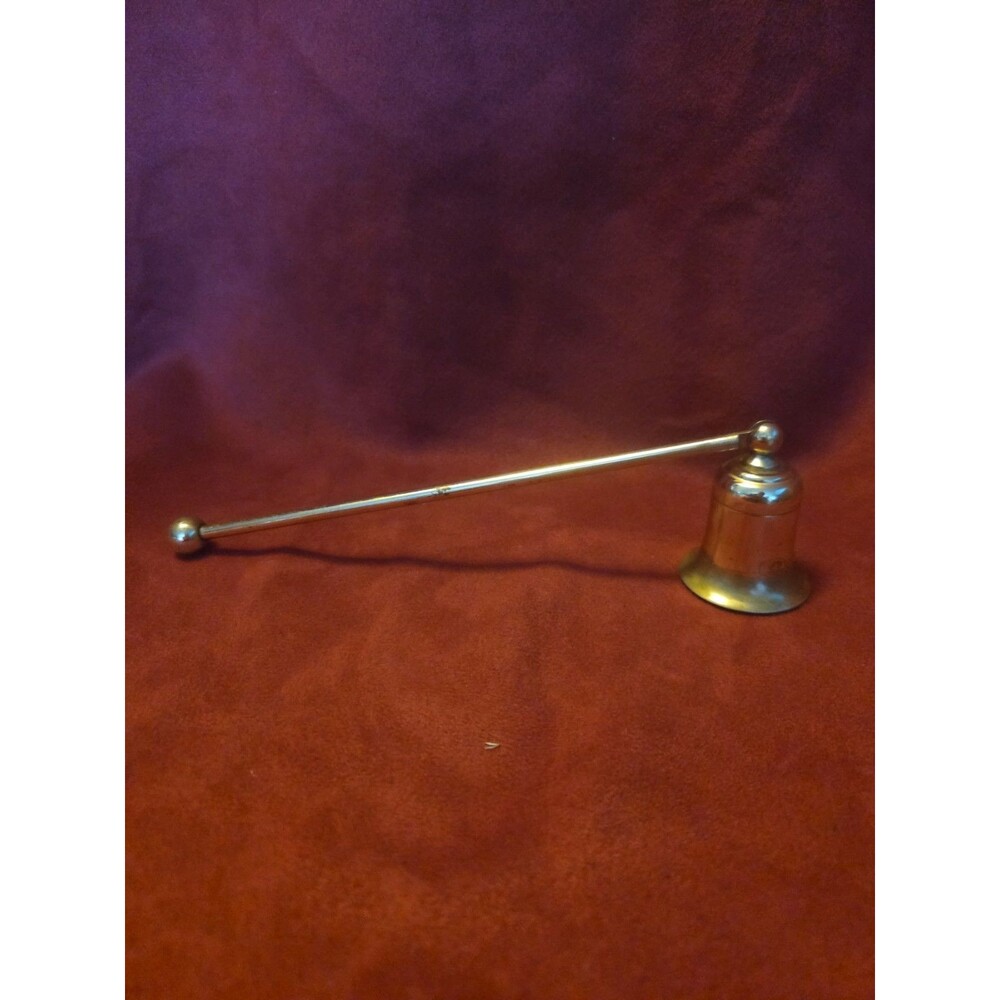 Vintage Brass Bell Candle Snuffer 7 Inch Hinged Swivel Handle Warm Patina